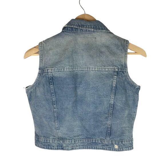 Amethyst Jeans Denim Vest Embellished Button Front Blue Distressed Lace Size Xl‎ - Picture 2 of 8